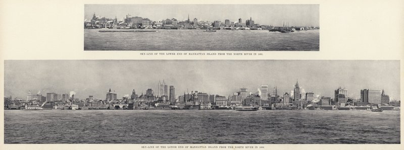 Sky-Line of the Lower End of Manhattan Island från North River (s/v foto) av American Photographer