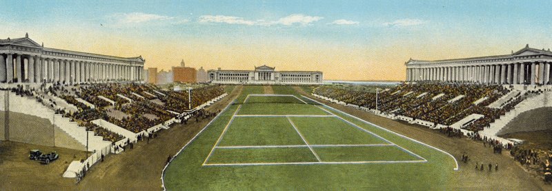 Soldiers Field och New Field Museum (färgad bild) av American Photographer