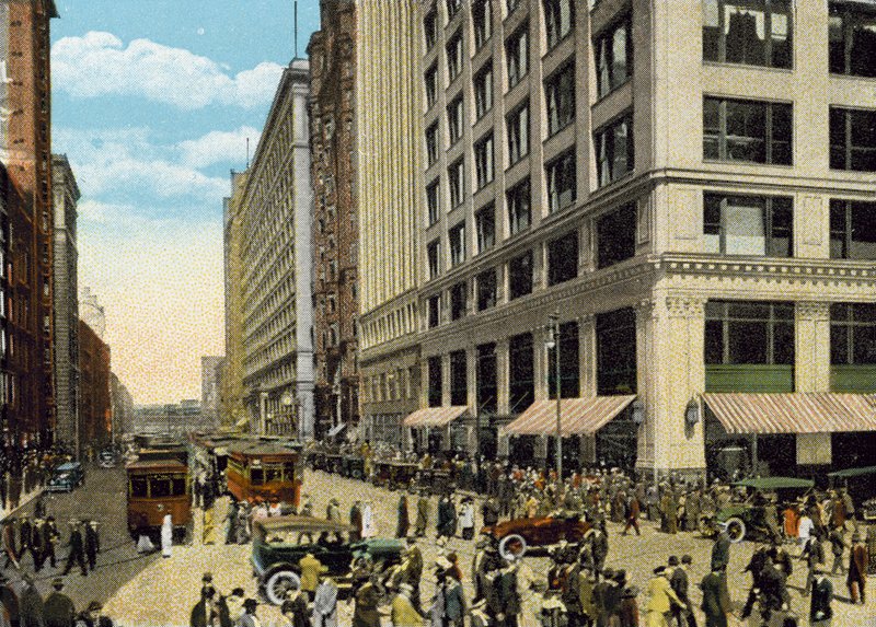 State Street, ser norrut från Madison Street (färgat foto) av American Photographer