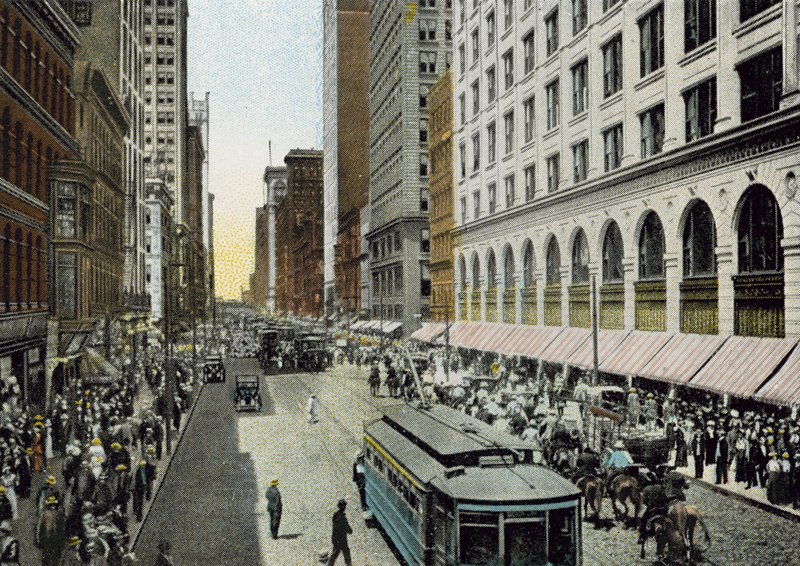State Street, ser norrut från Van Buren Street (färgat foto) av American Photographer