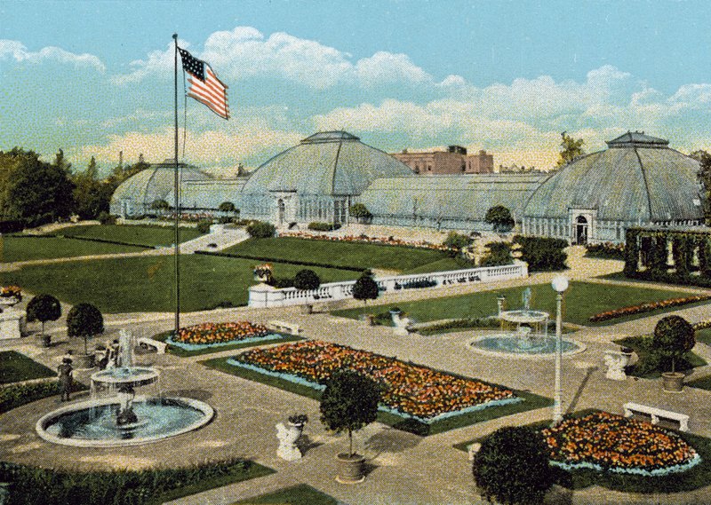 Sunken Gardens and Conservatory, Washington Park (färgad bild) av American Photographer
