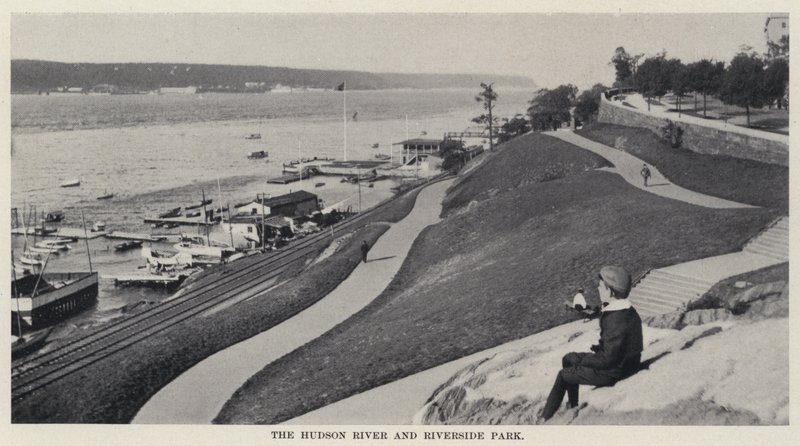 Hudson River och Riverside Park (s/v foto) av American Photographer