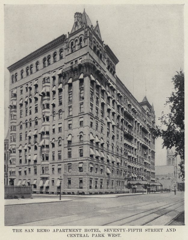 San Remo Apartment Hotel, Seventy-Fifth Street och Central Park West (s/v foto) av American Photographer