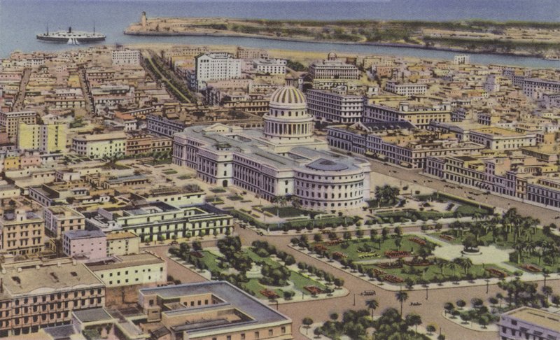Vista Parcial desde un Avion, Partial Air View of the City (färgad bild) av American Photographer