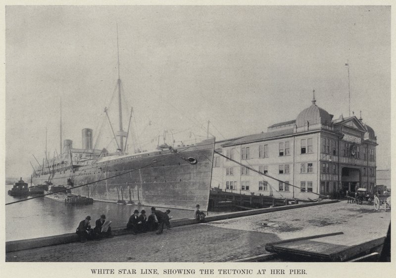 White Star Line, som visar germanen vid hennes pir (s/v foto) av American Photographer