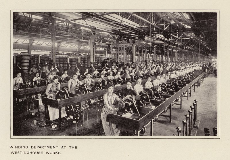 Lindningsavdelningen vid Westinghouse-fabriken (svartvitt foto) av American Photographer
