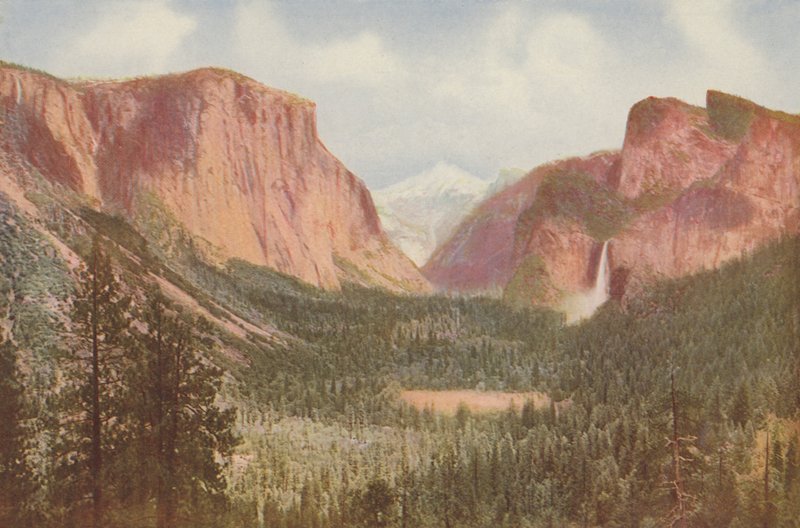 Yosemite Valley, Kalifornien, allmän vy från Artists Point (färgfoto) av American Photographer
