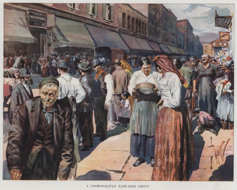A Cosmopolitan East-Side Group (lito i färg) av American School