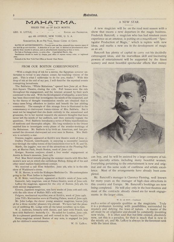En ny stjärna, Frederick Bancroft av American School