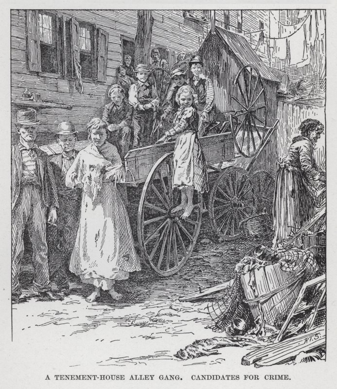 A Tenement-House Alley Gang, Candidates for Crime (litho) av American School