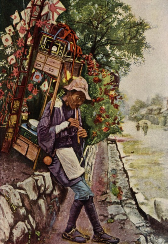 En leksakshandlare från Japan (färg litho) av American School