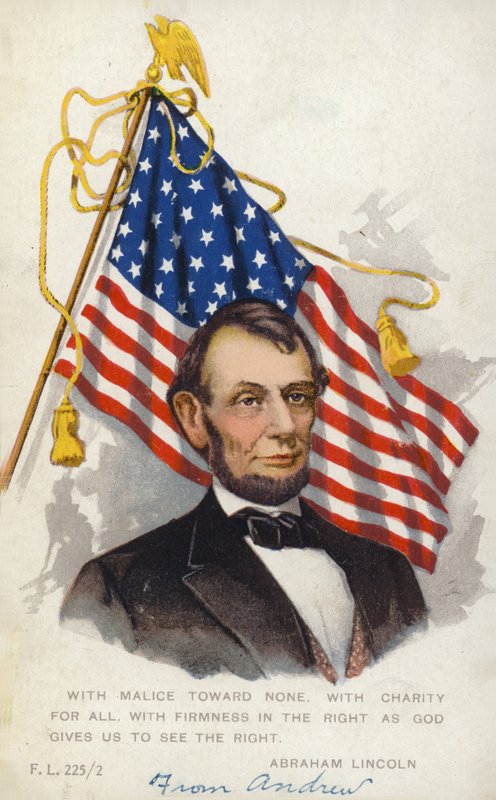 Abraham Lincoln (färgad litografi) av American School