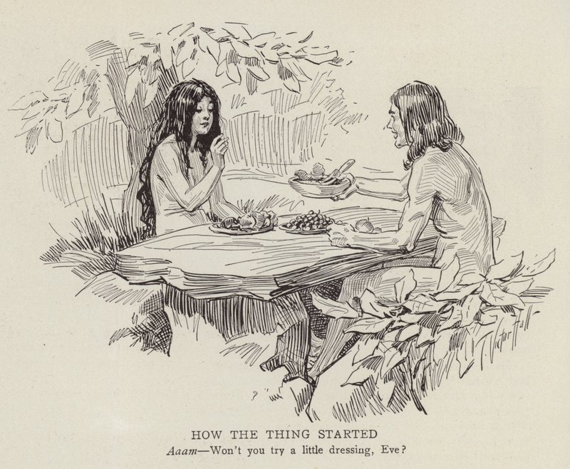 Adam och Eva i Edens lustgård (litografi) av American School