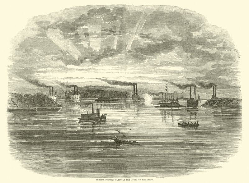 Admiral Porters flotta vid mynningen av Yazoo, december 1862 av American School