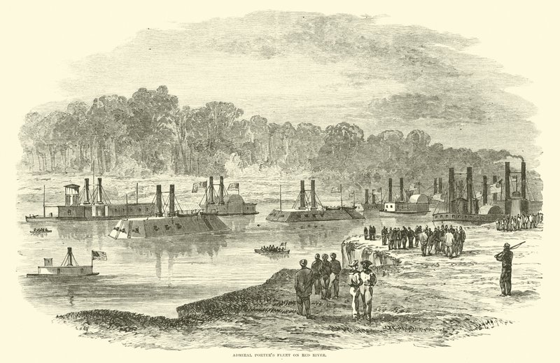 Admiral Porters flotta på Red River, mars 1864 av American School