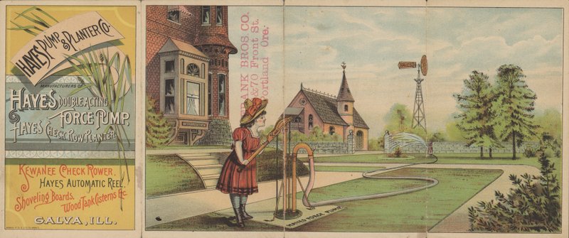 Annons för Hayes Pump and Planter Company (färg litho) av American School
