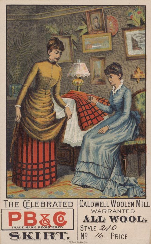 Annons för yllekjolar (färg litho) av American School