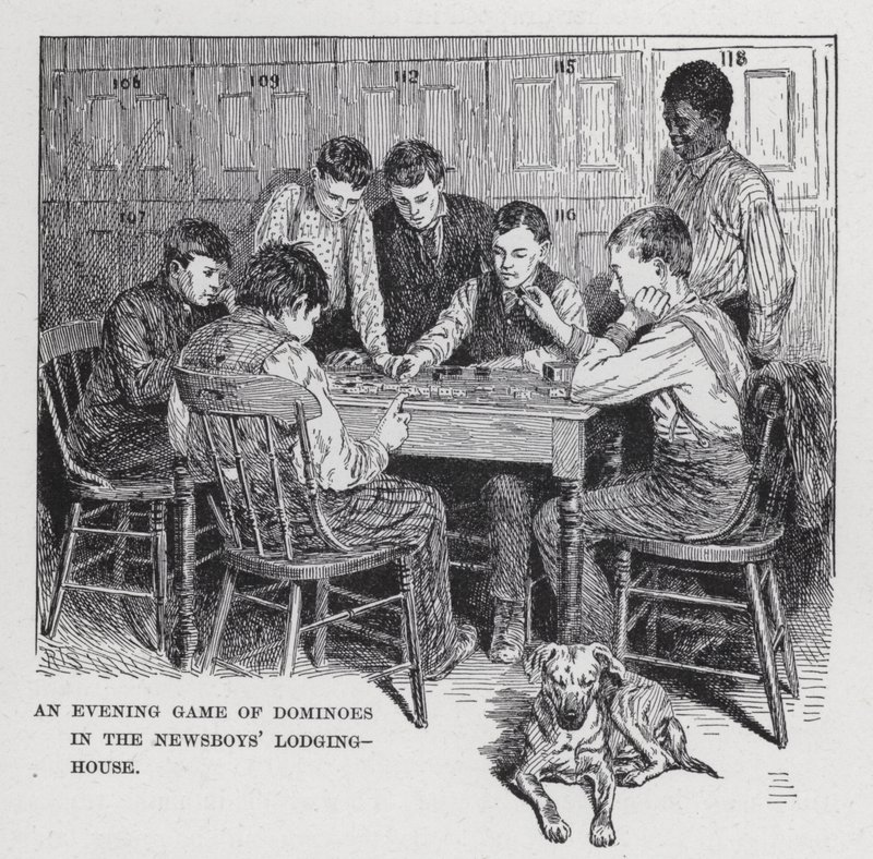 An Evening Game of Dominoes in the Newsboys
