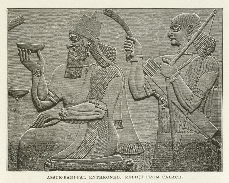 Assur-bani-pal tronade, relief från Calach av American School