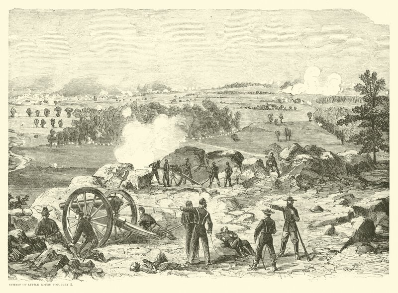 Slaget vid Gettysburg, Summit of Little Round Top, 2 juli, juli 1863 av American School
