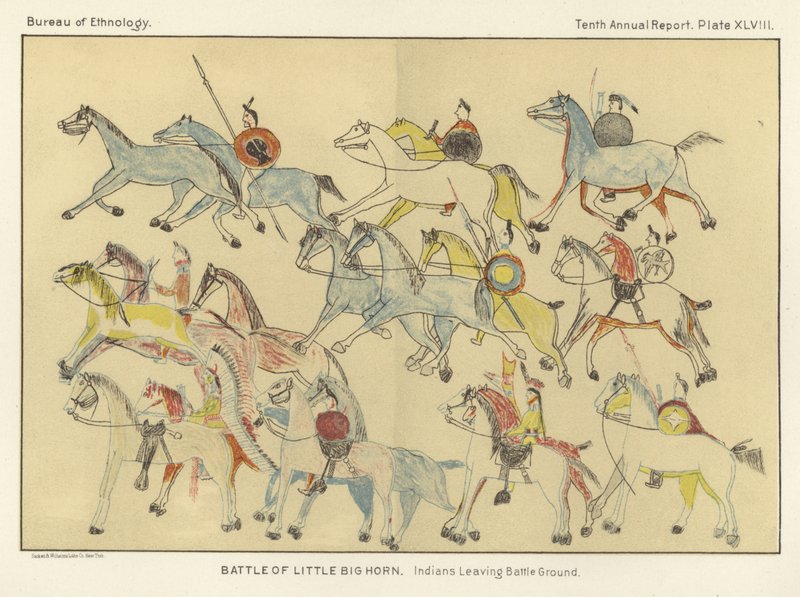 Slaget vid Little Big Horn - indianerna lämnar slagmarken av American School