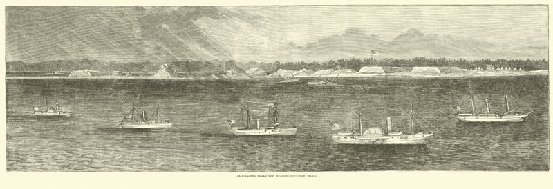 Blockad flotta utanför Wilmington, New Inlet, oktober 1864 av American School