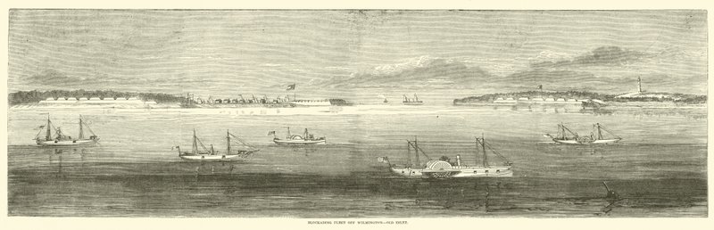Blockad flotta utanför Wilmington, Old Inlet, oktober 1864 av American School