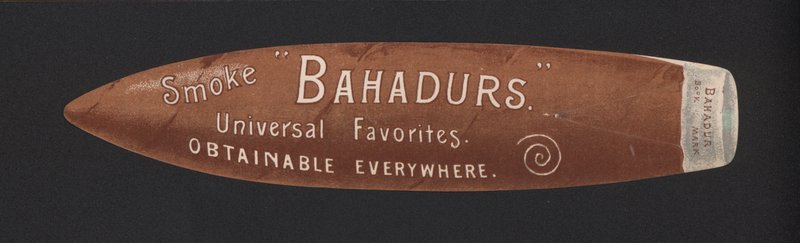 Bokmärk reklam Bahadur cigarrer av American School