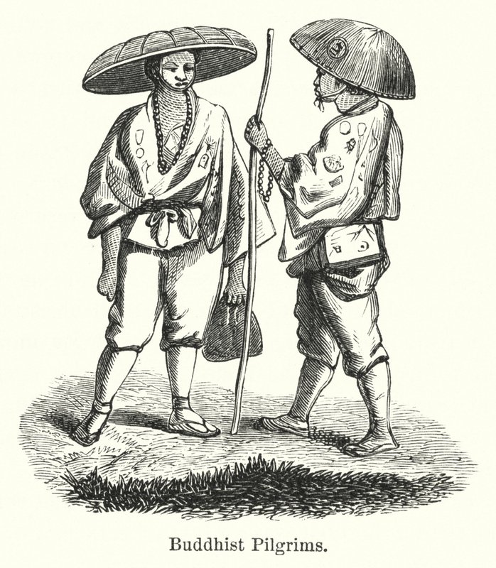 Buddhistiska pilgrimer (gravyr) av American School