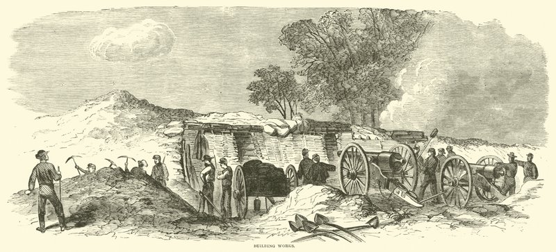 Byggnadsarbete, juni 1864 av American School