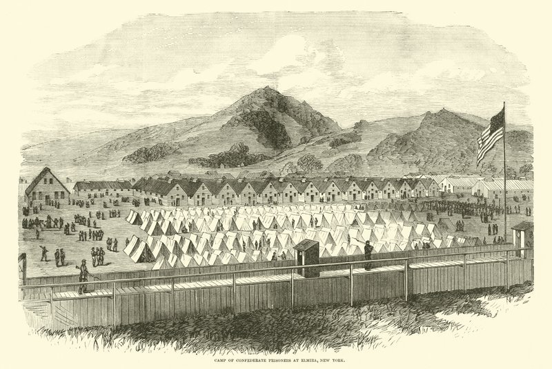 Läger för konfedererade fångar i Elmira, New York, maj 1865 av American School