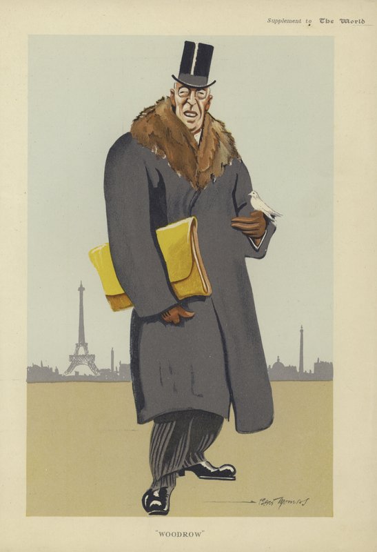Karikatyr av Woodrow Wilson (färglitografi) av American School