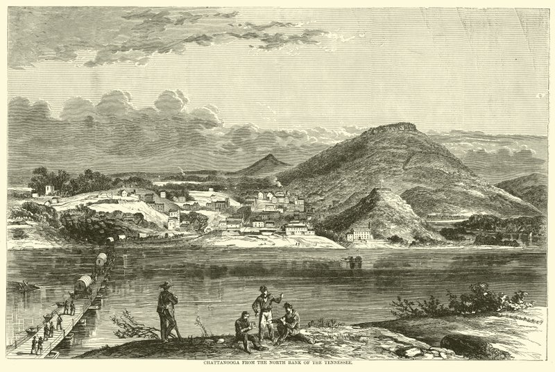 Chattanooga från norra stranden av Tennessee, september 1863 av American School