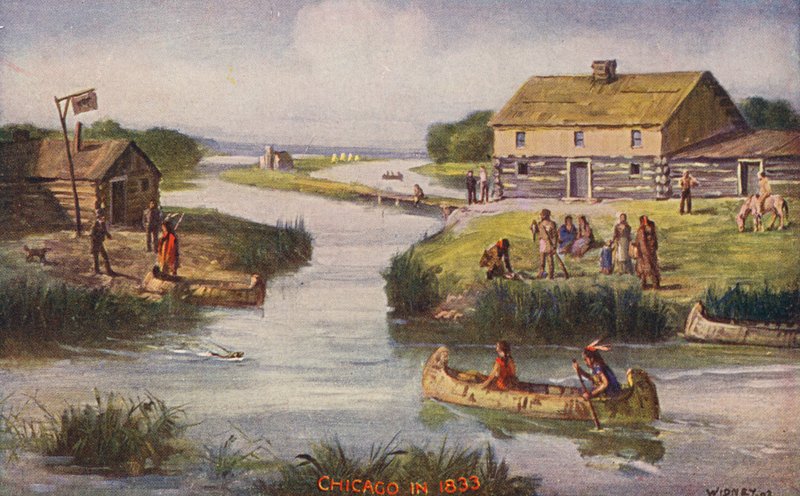 Chicago: Chicago 1833 (färg litho) av American School