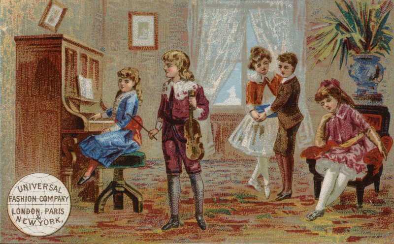 Barn som spelar musikinstrument och dansar av American School