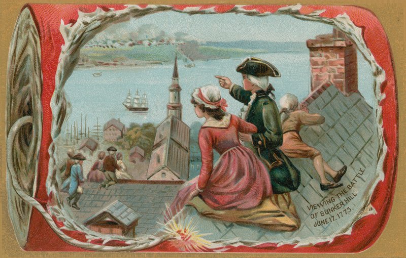 Barn tittar på slaget vid Bunker Hill, 17 juni 1775 av American School