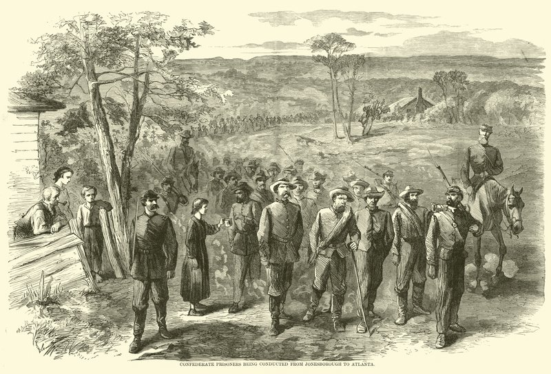 Konfedererade fångar fördes från Jonesborough till Atlanta, september 1864 av American School