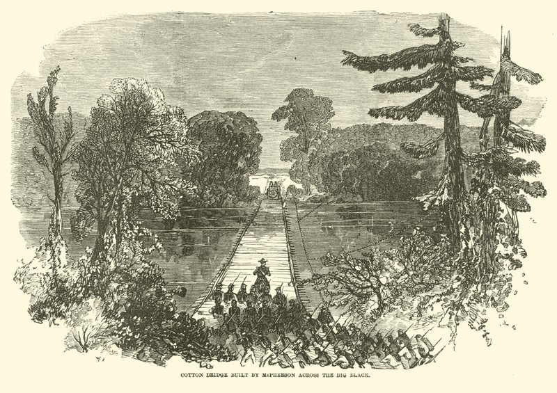 Bomullsbro byggd av McPherson över Big Black, maj 1863 av American School