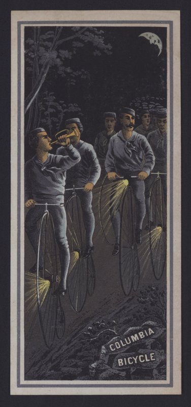 Cyklister som cyklar på natten (färg litho) av American School