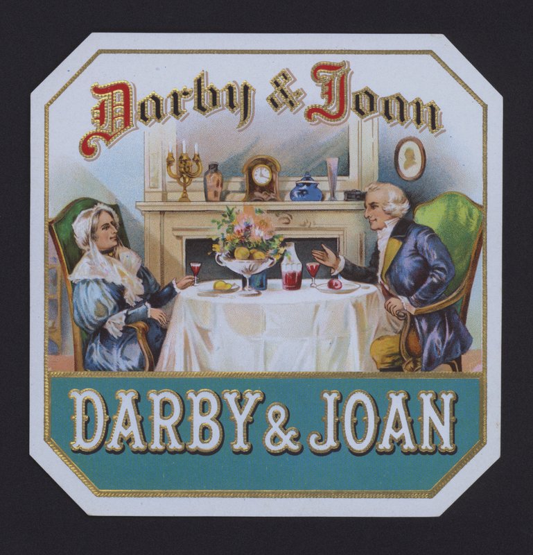 Darby och Joan, cigarretikett (chromolitho) av American School