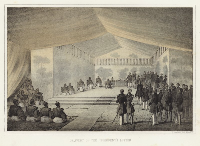 Leverans av presidentens brev, Kurihama, Japan, 14 juli 1853 av American School