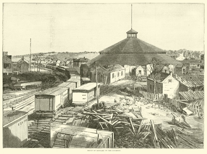 Depå för förnödenheter på järnvägen, oktober 1863 av American School