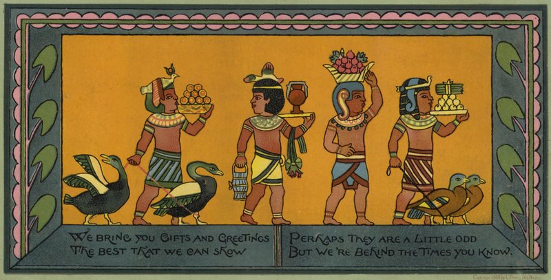 Julkort med egyptiskt tema (färg litho) av American School
