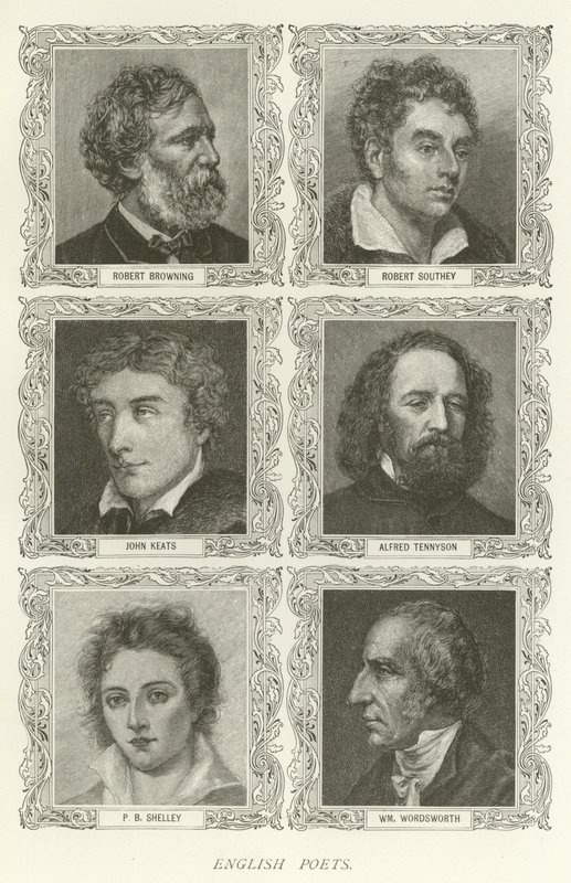Engelska poeter, Robert Browning, Robert Southey, John Keats, Alfred Tennyson, P B Shelley, William Wordsworth av American School