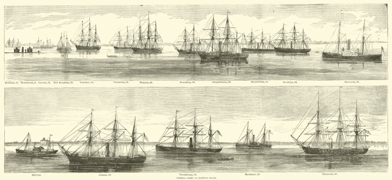 Federal flotta vid Hampton Roads, december 1864 av American School