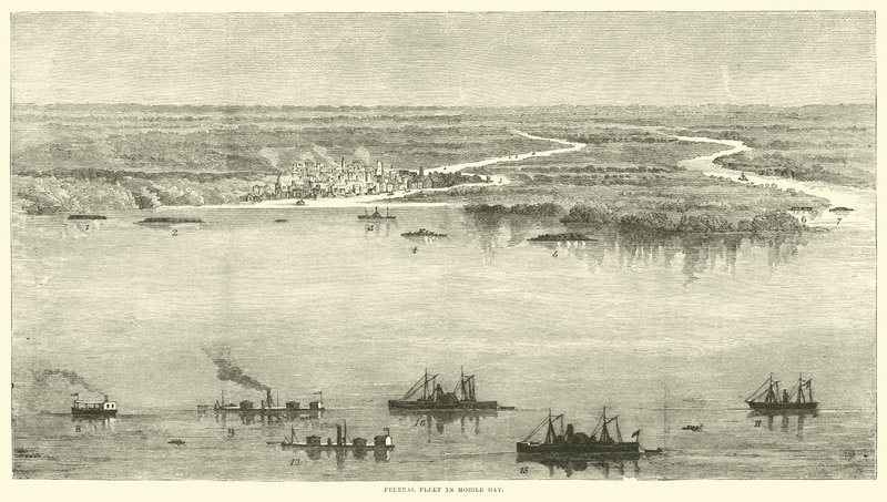 Federal flotta i Mobile Bay, augusti 1864 av American School