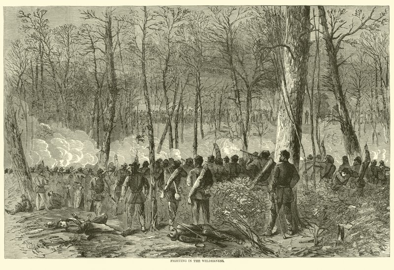 Fighting in the Wilderness, maj 1864 av American School