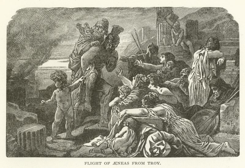 Flight of Aeneas från Troja av American School