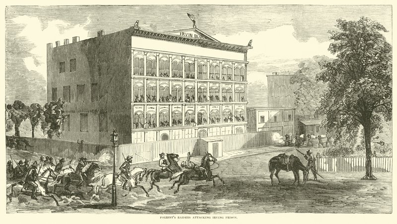 Forrests raiders attackerar Irving Prison, augusti 1864 av American School