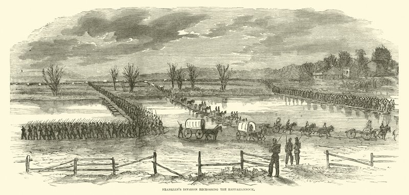 Franklins division som korsar Rappahannock igen, december 1862 av American School